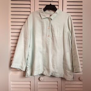 J. Jill Light Blue Women’s Button-Front Pullover Linen Shirt